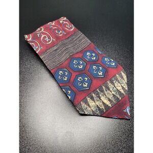 Christian Dior Men's Necktie Burgundy Geometric Silk 3.75 x 57‎ Excellent